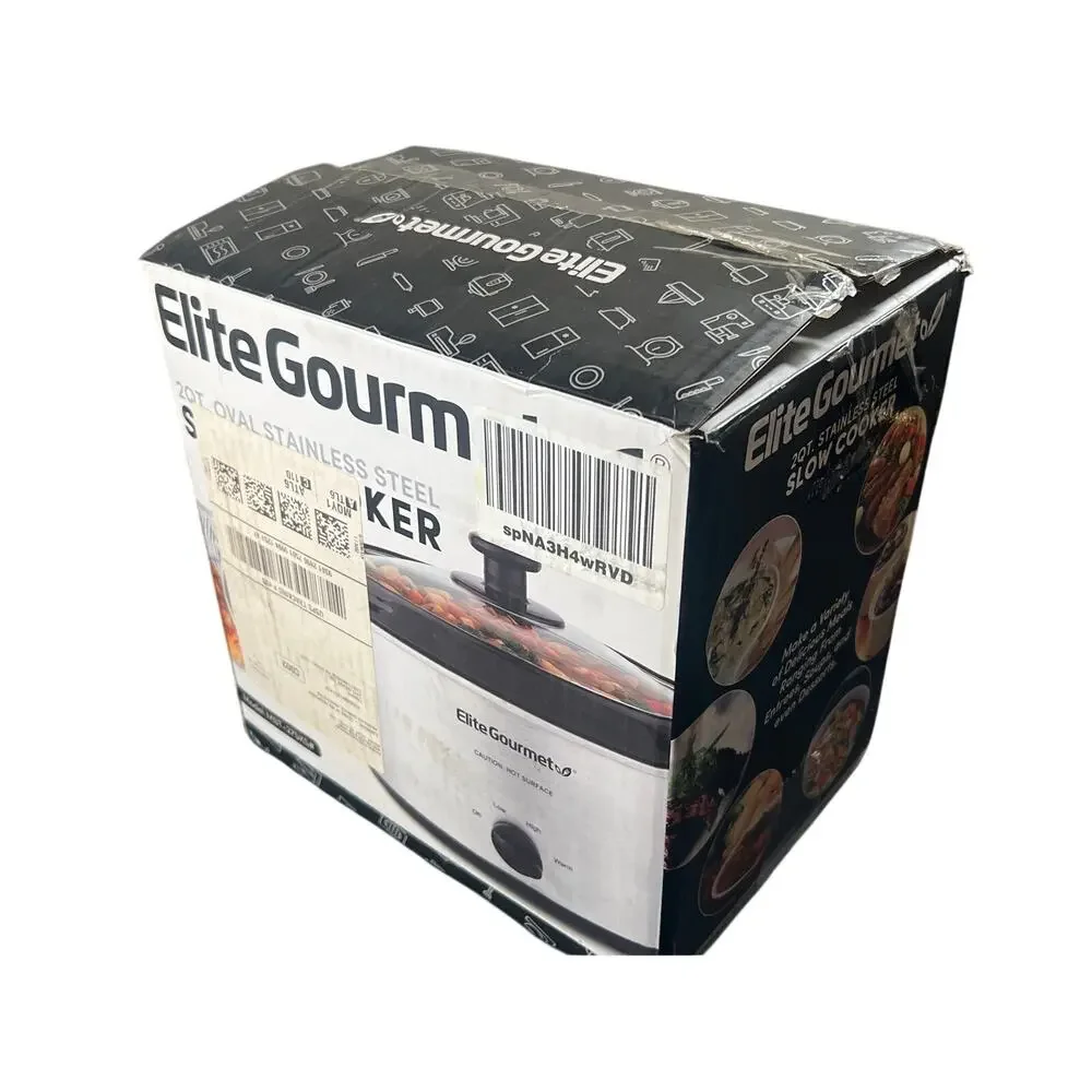 Elite Gourmet 2 Qt Stainless Steel Slow Cooker Oval Mini Crock Pot New